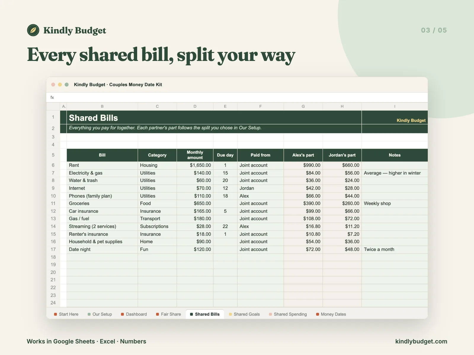 Every shared bill, split your way