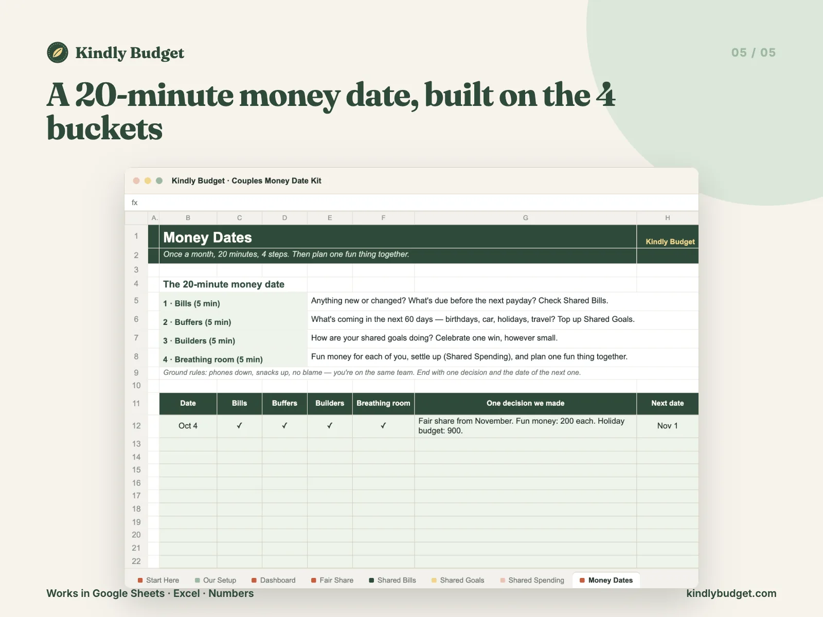 A 20-minute money date, built on the 4 buckets