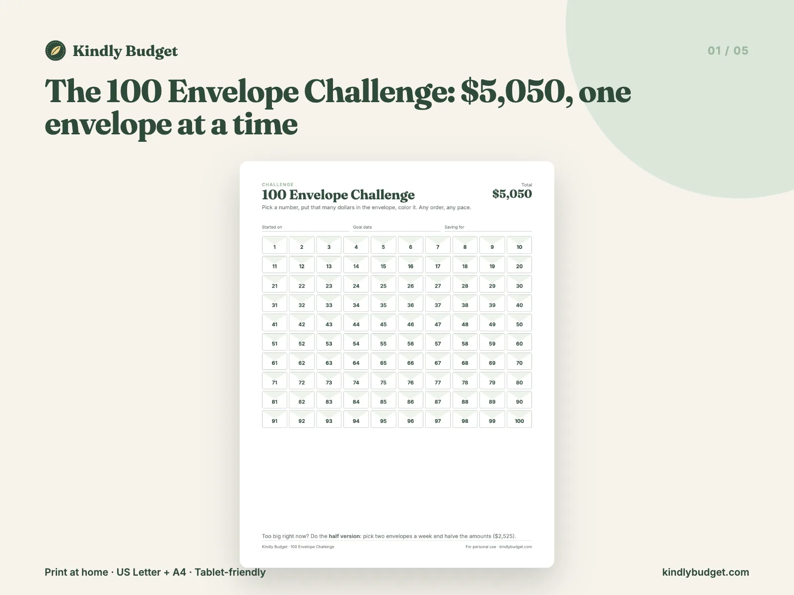 The 100 Envelope Challenge: $5,050, one envelope at a time